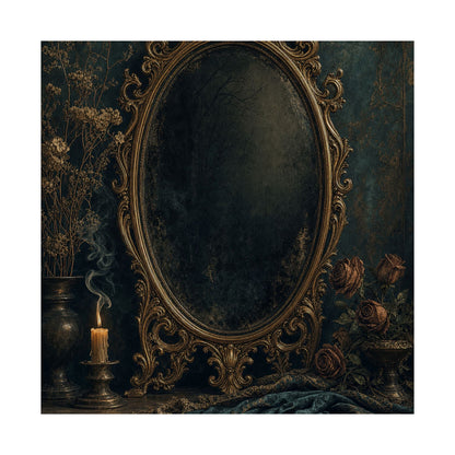 Dark Mirror In Ornate Frame - Dark Academia Art Print (Matte Poster) - Moikas