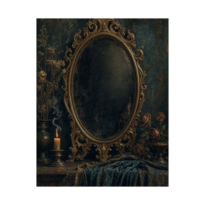 Dark Mirror In Ornate Frame - Dark Academia Art Print (Matte Poster) - Moikas