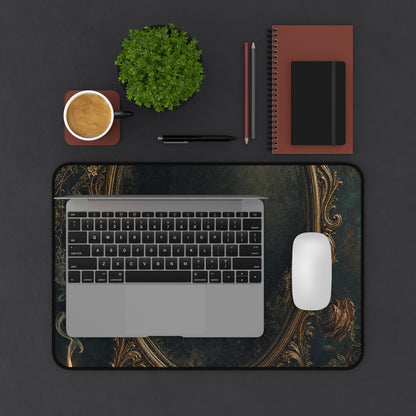 Dark Mirror In Ornate Frame - Dark Academia Gaming Desk Mat - Moikas