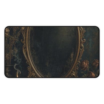 Dark Mirror In Ornate Frame - Dark Academia Gaming Desk Mat - Moikas