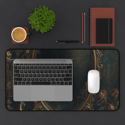 Dark Mirror In Ornate Frame - Dark Academia Gaming Desk Mat - Moikas