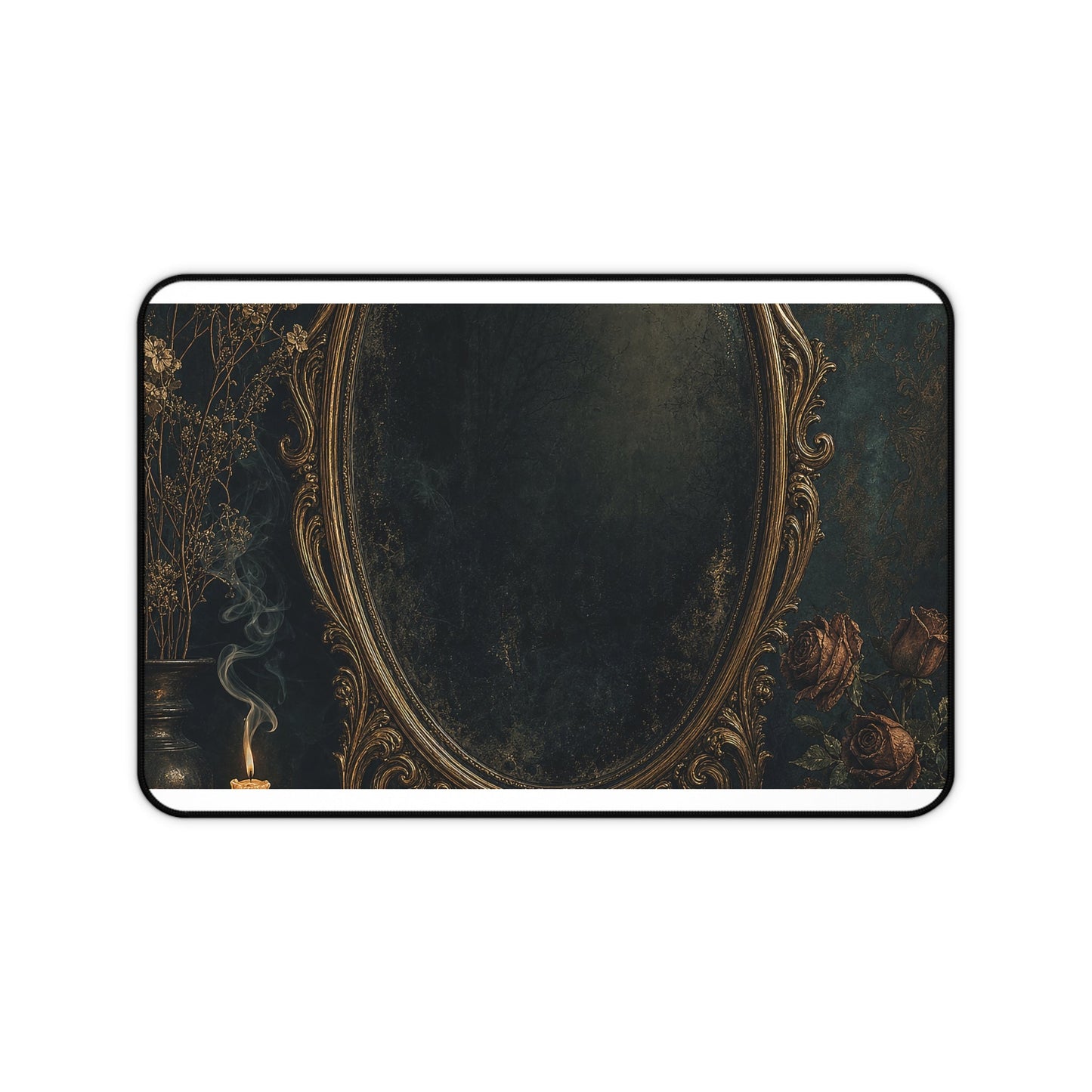 Dark Mirror In Ornate Frame - Dark Academia Gaming Desk Mat - Moikas