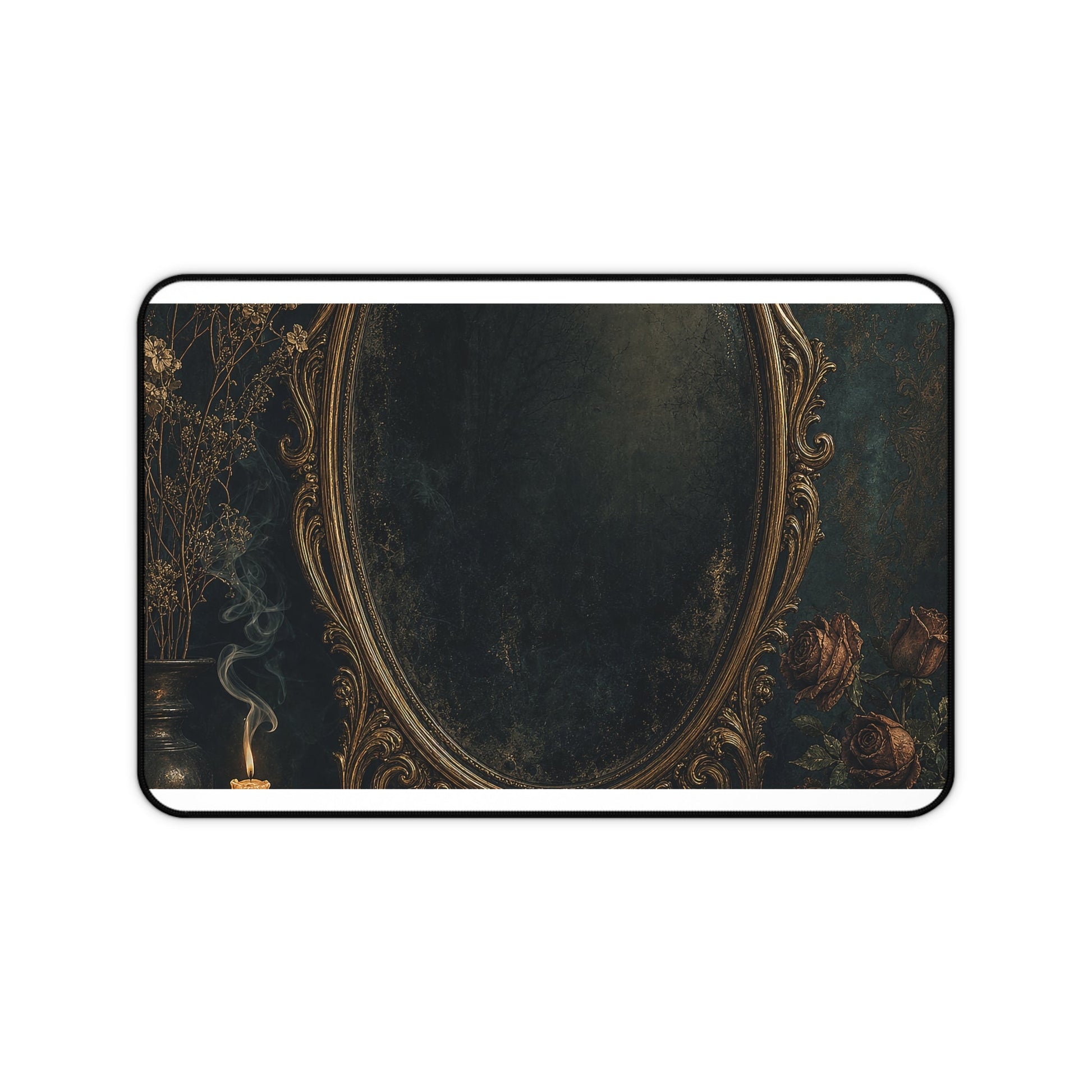 Dark Mirror In Ornate Frame - Dark Academia Gaming Desk Mat - Moikas