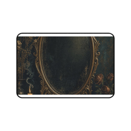 Dark Mirror In Ornate Frame - Dark Academia Gaming Desk Mat - Moikas