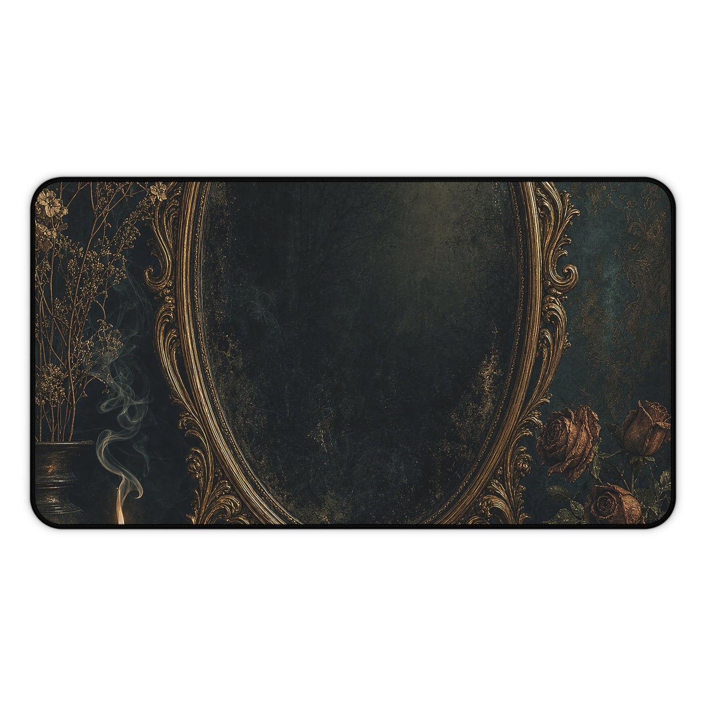 Dark Mirror In Ornate Frame - Dark Academia Gaming Desk Mat - Moikas
