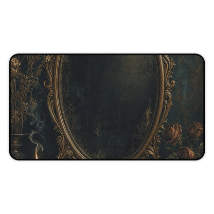 Dark Mirror In Ornate Frame - Dark Academia Gaming Desk Mat - Moikas