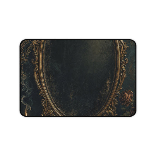 Dark Mirror In Ornate Frame - Dark Academia Gaming Desk Mat - Moikas