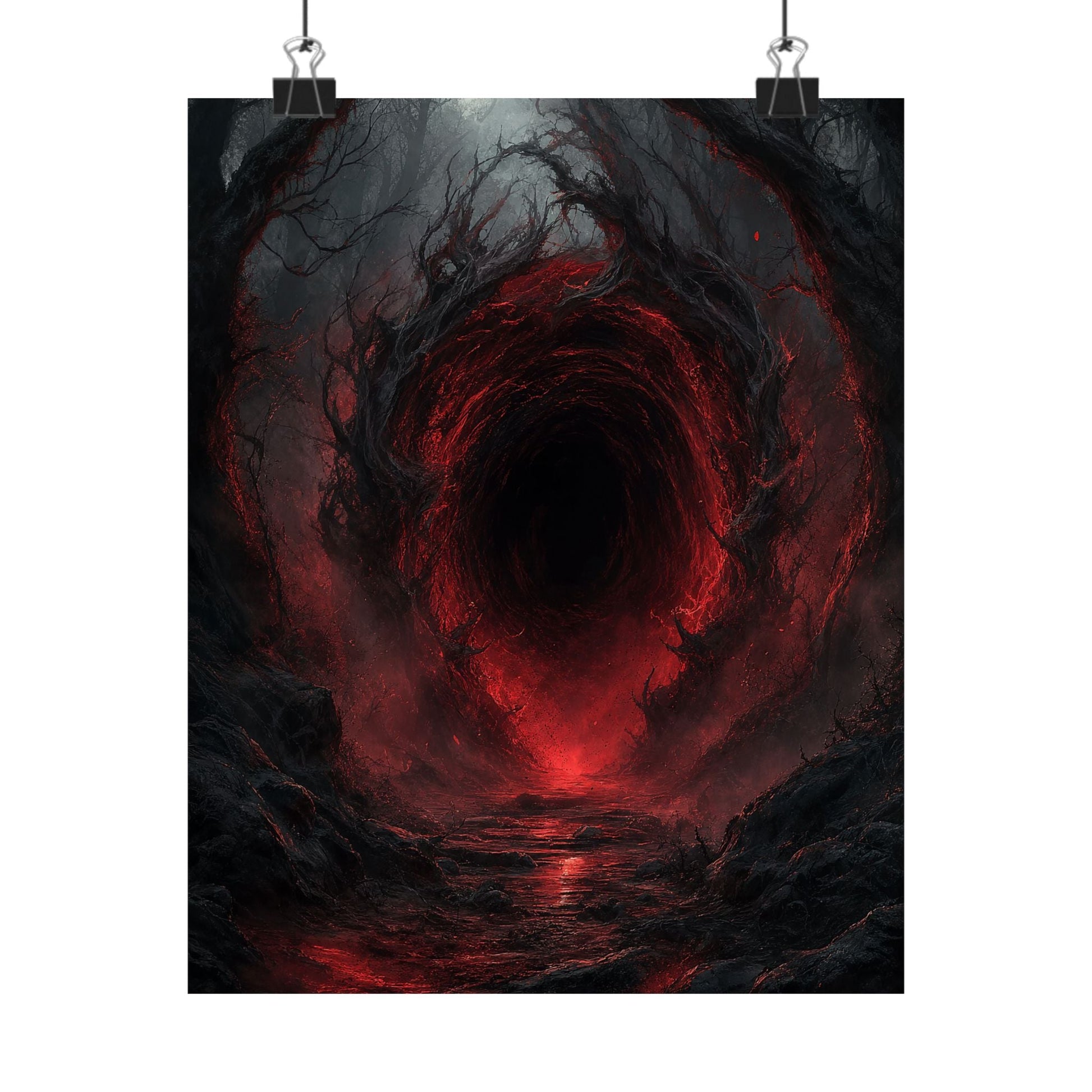 Dark Portal Opening In Forest - Dark Fantasy Art Print (Matte Poster) - Moikas