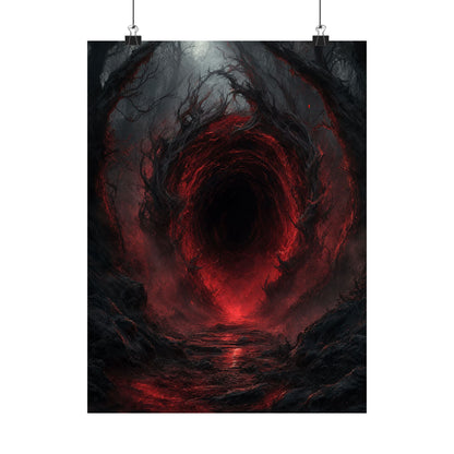 Dark Portal Opening In Forest - Dark Fantasy Art Print (Matte Poster) - Moikas