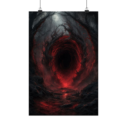 Dark Portal Opening In Forest - Dark Fantasy Art Print (Matte Poster) - Moikas