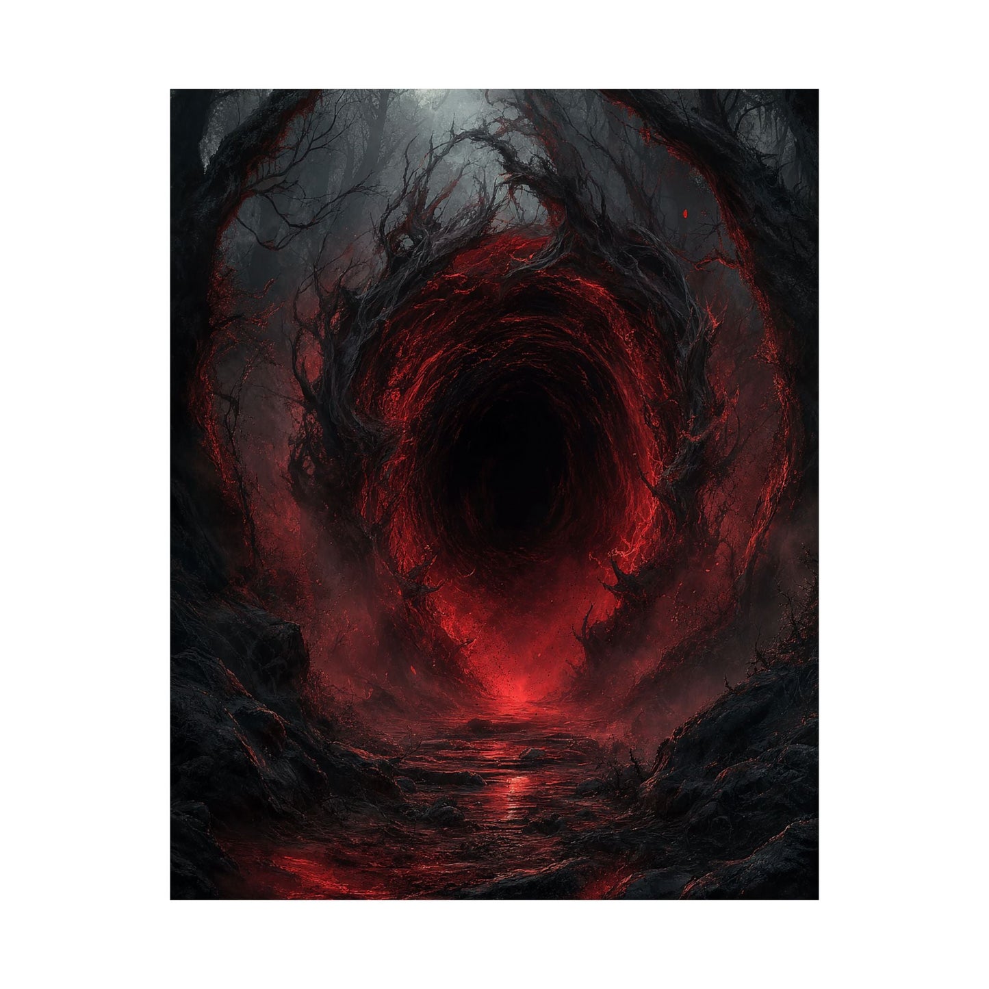 Dark Portal Opening In Forest - Dark Fantasy Art Print (Matte Poster) - Moikas