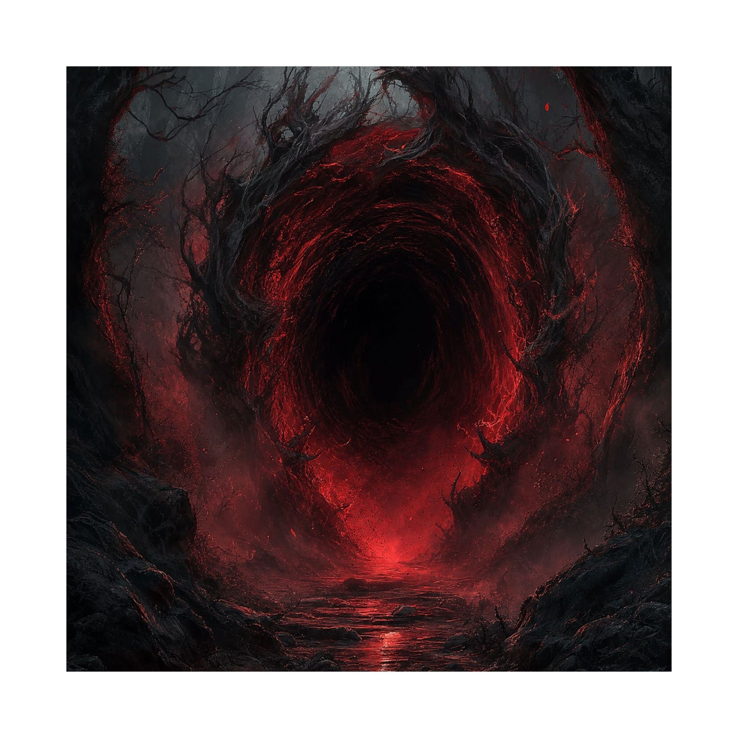 Dark Portal Opening In Forest - Dark Fantasy Art Print (Matte Poster) - Moikas