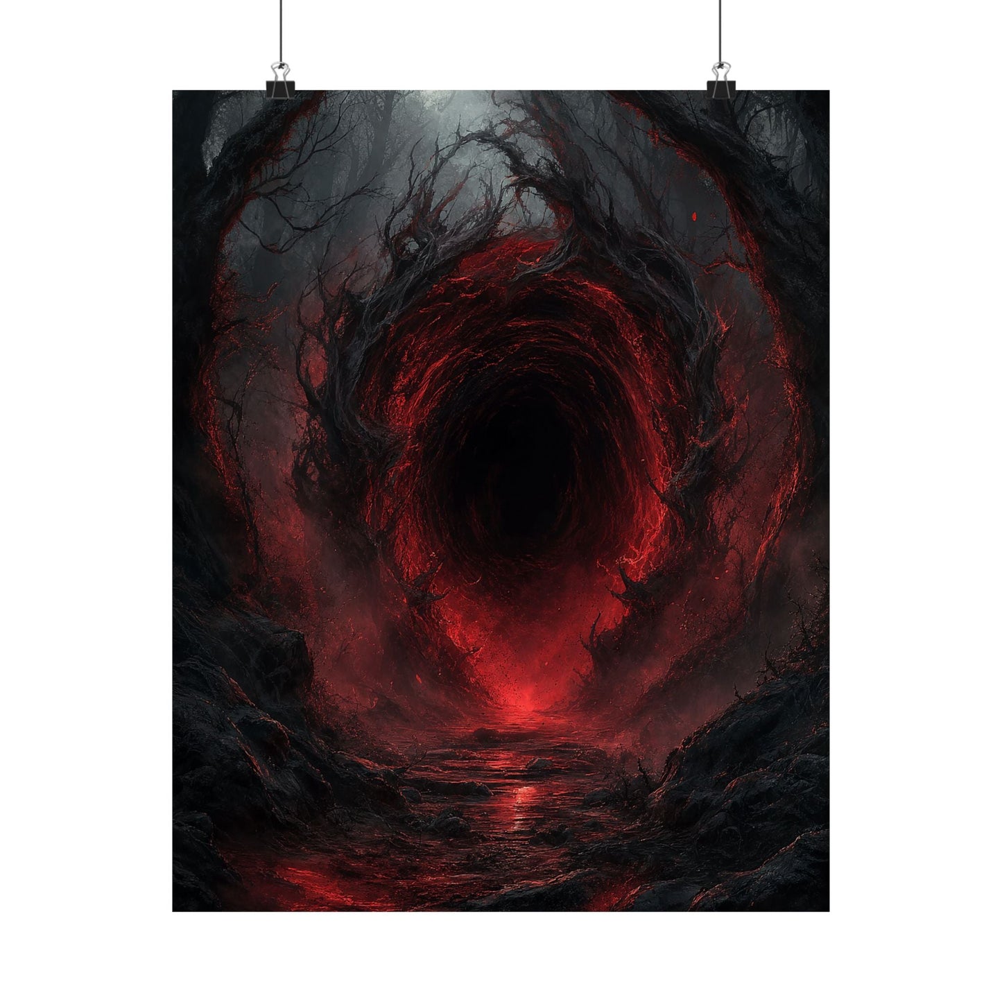 Dark Portal Opening In Forest - Dark Fantasy Art Print (Matte Poster) - Moikas