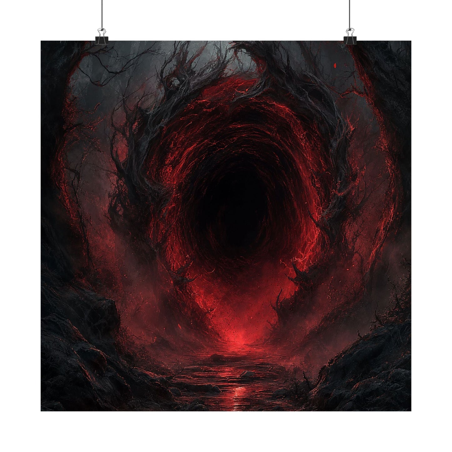 Dark Portal Opening In Forest - Dark Fantasy Art Print (Matte Poster) - Moikas