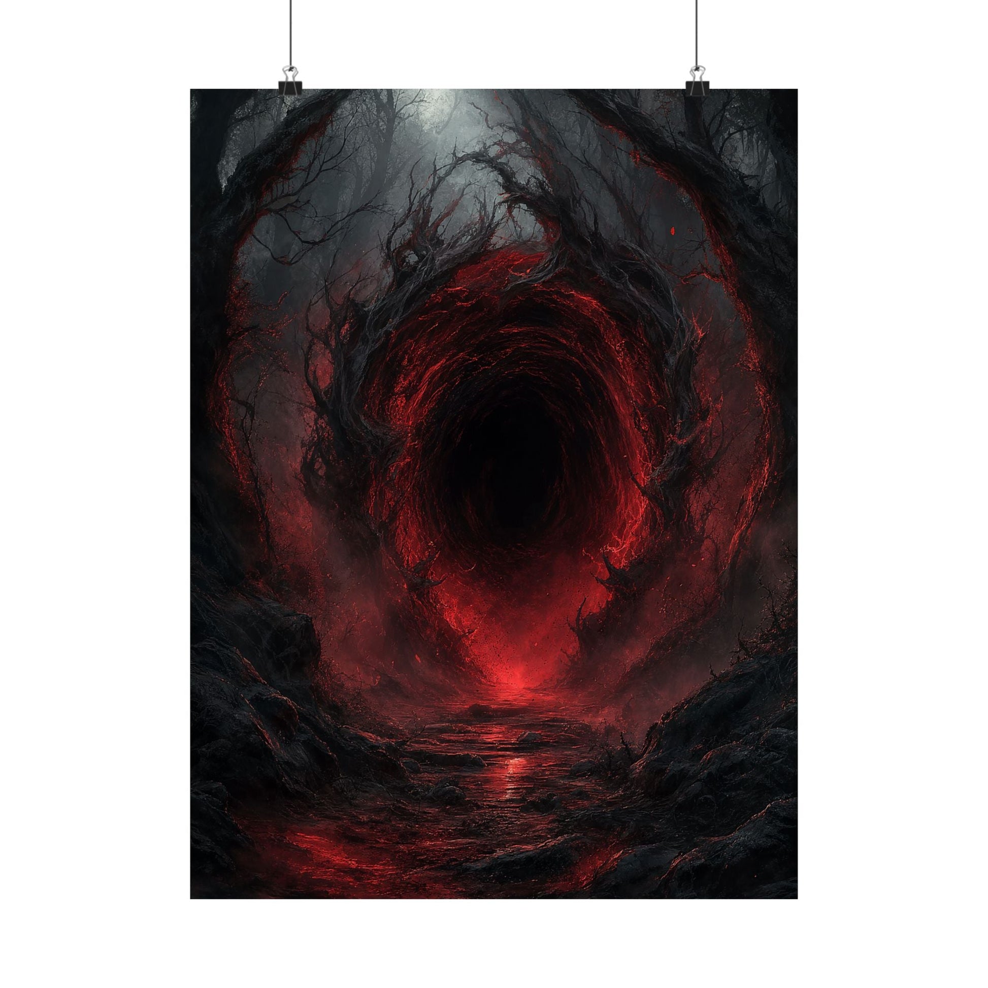 Dark Portal Opening In Forest - Dark Fantasy Art Print (Matte Poster) - Moikas