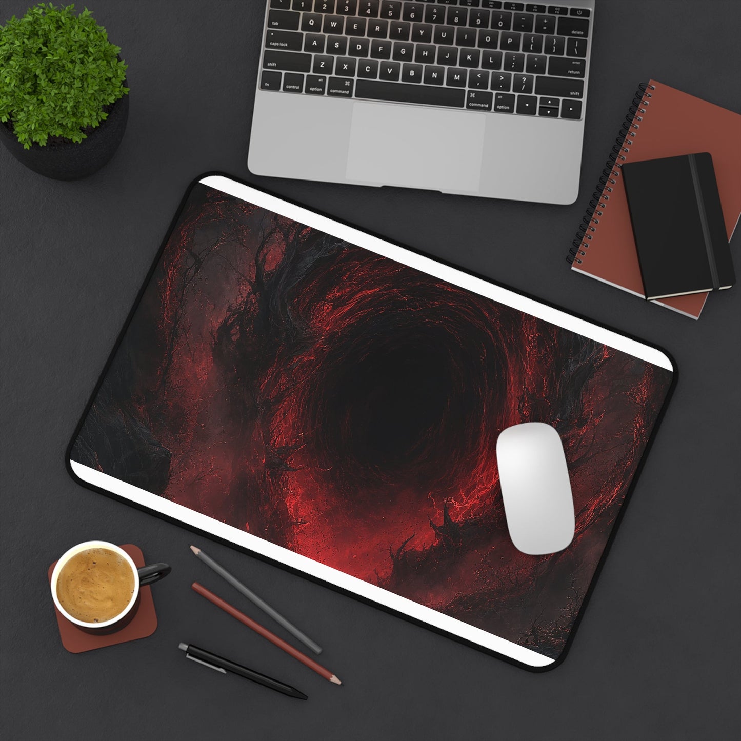 Dark Portal Opening In Forest - Dark Fantasy Gaming Desk Mat - Moikas