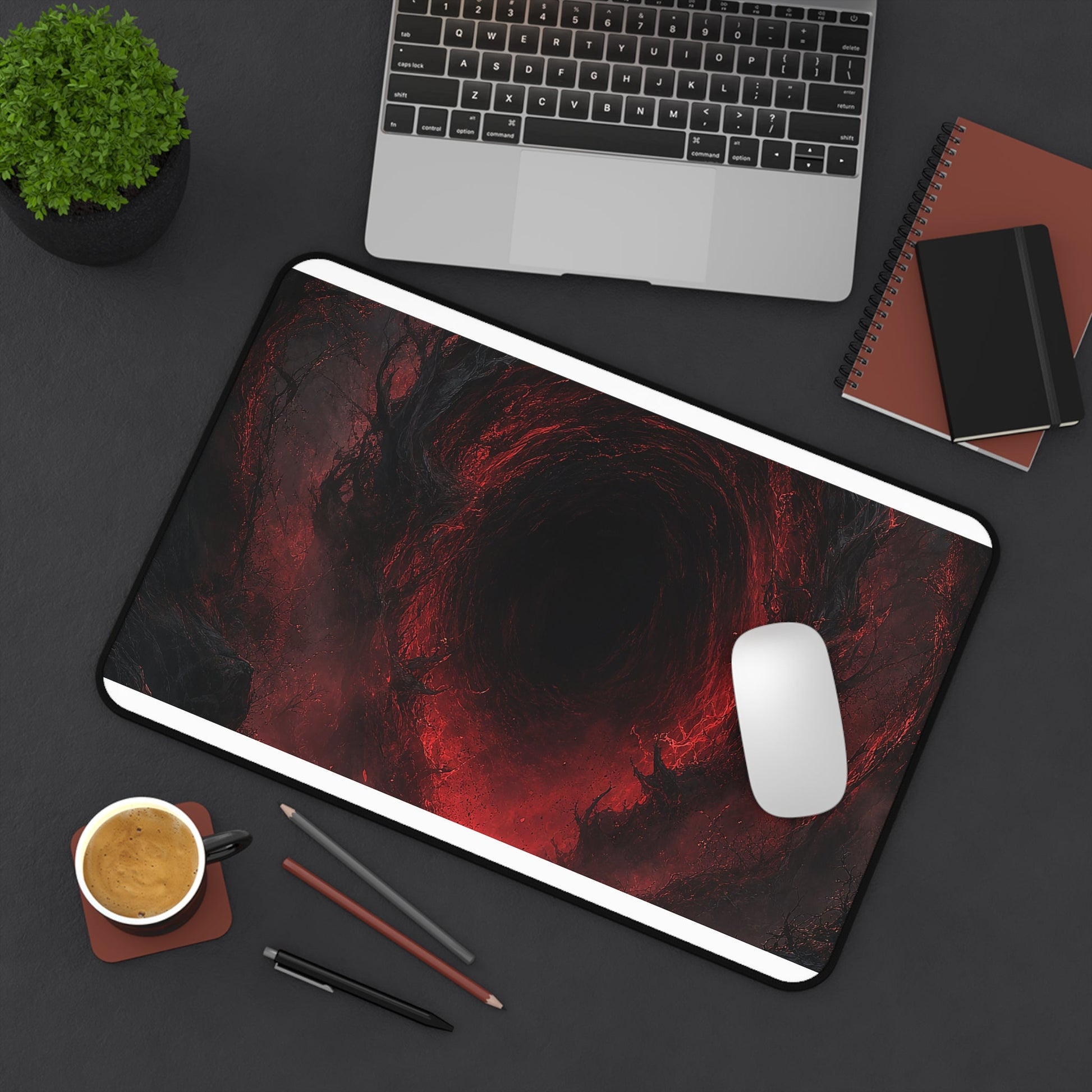 Dark Portal Opening In Forest - Dark Fantasy Gaming Desk Mat - Moikas