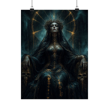 Dark Queen With Crown Of Thorns - Dark Fantasy Art Print (Matte Poster) - Moikas