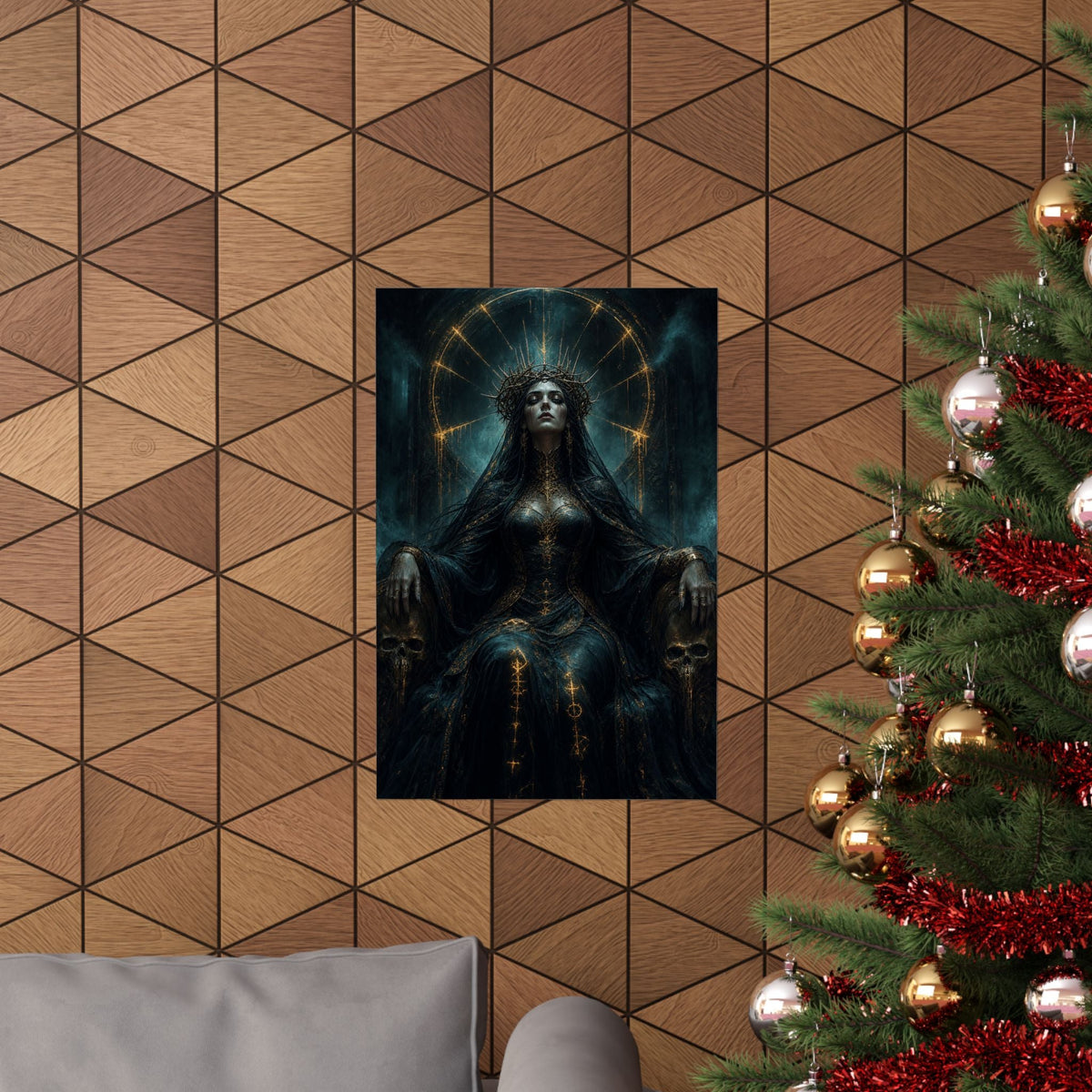 Dark Queen With Crown Of Thorns - Dark Fantasy Art Print (Matte Poster) - Moikas