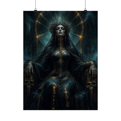 Dark Queen With Crown Of Thorns - Dark Fantasy Art Print (Matte Poster) - Moikas