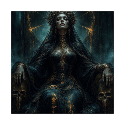 Dark Queen With Crown Of Thorns - Dark Fantasy Art Print (Matte Poster) - Moikas