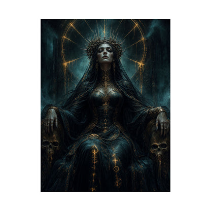 Dark Queen With Crown Of Thorns - Dark Fantasy Art Print (Matte Poster) - Moikas