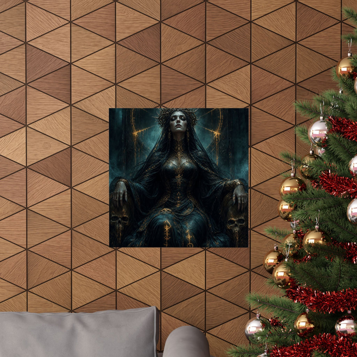 Dark Queen With Crown Of Thorns - Dark Fantasy Art Print (Matte Poster) - Moikas