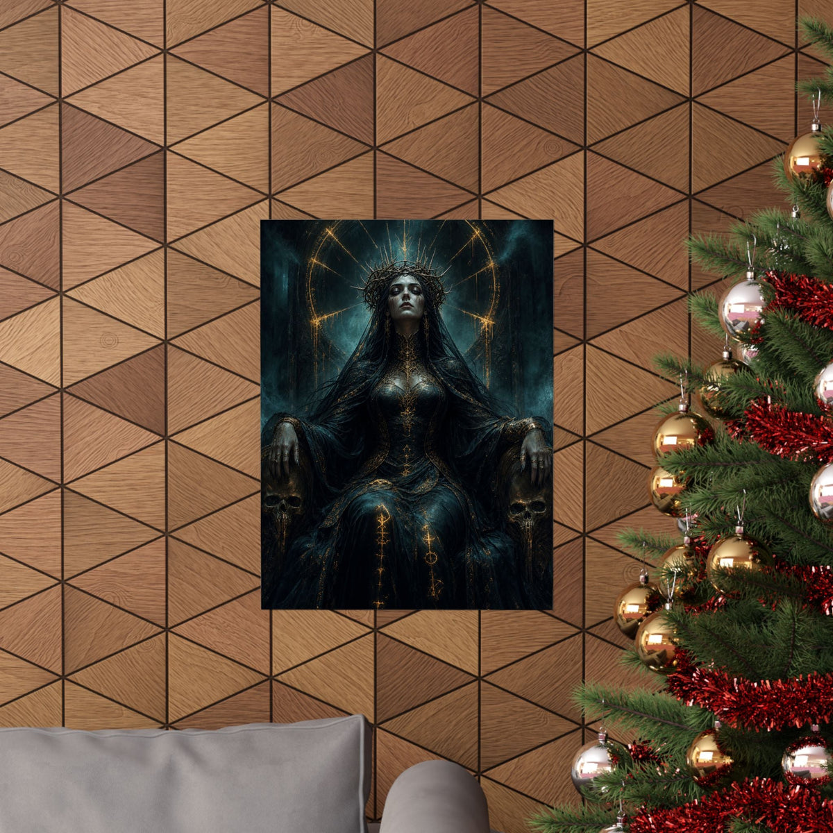 Dark Queen With Crown Of Thorns - Dark Fantasy Art Print (Matte Poster) - Moikas