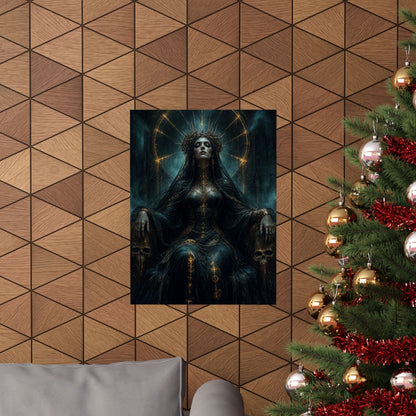 Dark Queen With Crown Of Thorns - Dark Fantasy Art Print (Matte Poster) - Moikas