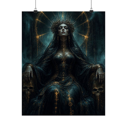 Dark Queen With Crown Of Thorns - Dark Fantasy Art Print (Matte Poster) - Moikas