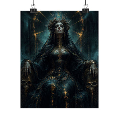 Dark Queen With Crown Of Thorns - Dark Fantasy Art Print (Matte Poster) - Moikas