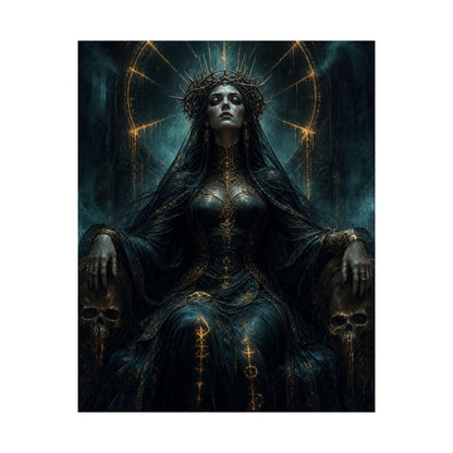 Dark Queen With Crown Of Thorns - Dark Fantasy Art Print (Matte Poster) - Moikas