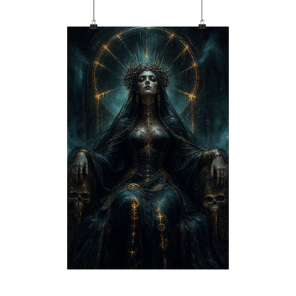 Dark Queen With Crown Of Thorns - Dark Fantasy Art Print (Matte Poster) - Moikas