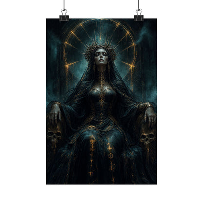Dark Queen With Crown Of Thorns - Dark Fantasy Art Print (Matte Poster) - Moikas