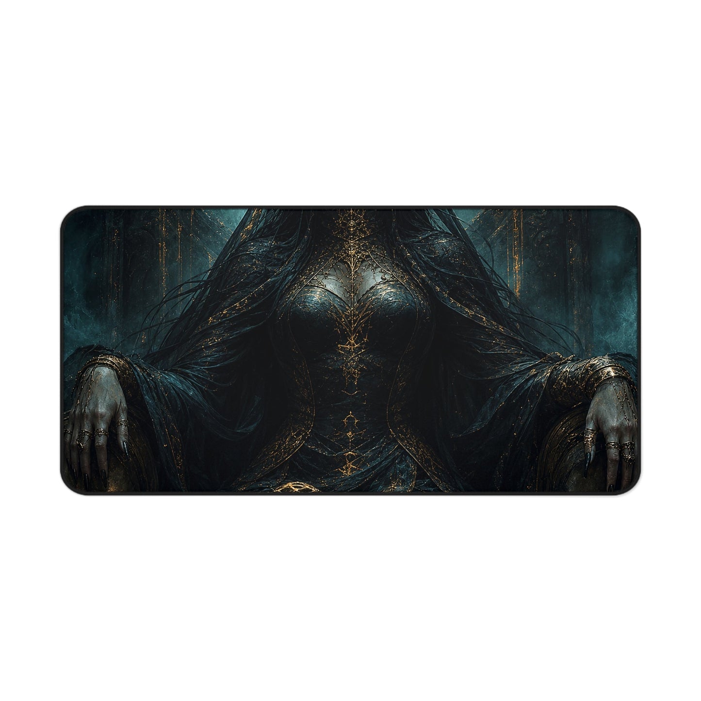 Dark Queen With Crown Of Thorns - Dark Fantasy Gaming Desk Mat - Moikas