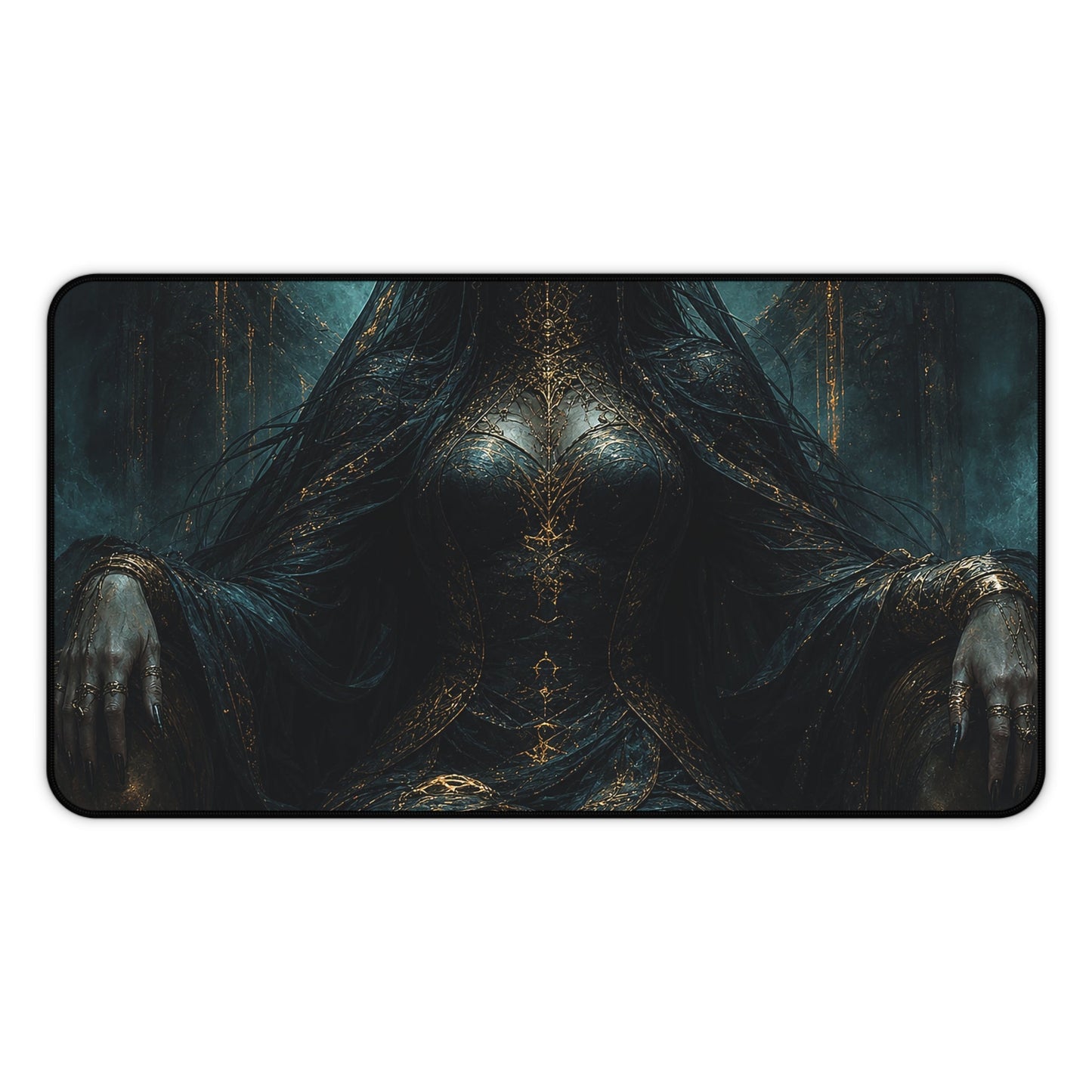Dark Queen With Crown Of Thorns - Dark Fantasy Gaming Desk Mat - Moikas