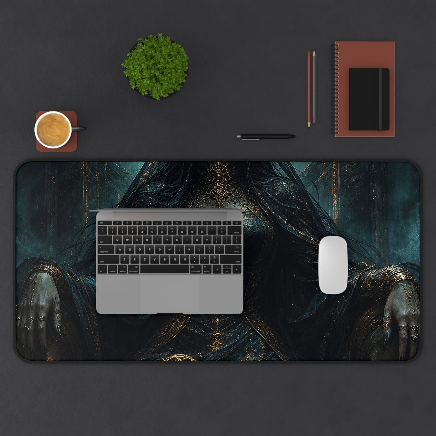 Dark Queen With Crown Of Thorns - Dark Fantasy Gaming Desk Mat - Moikas