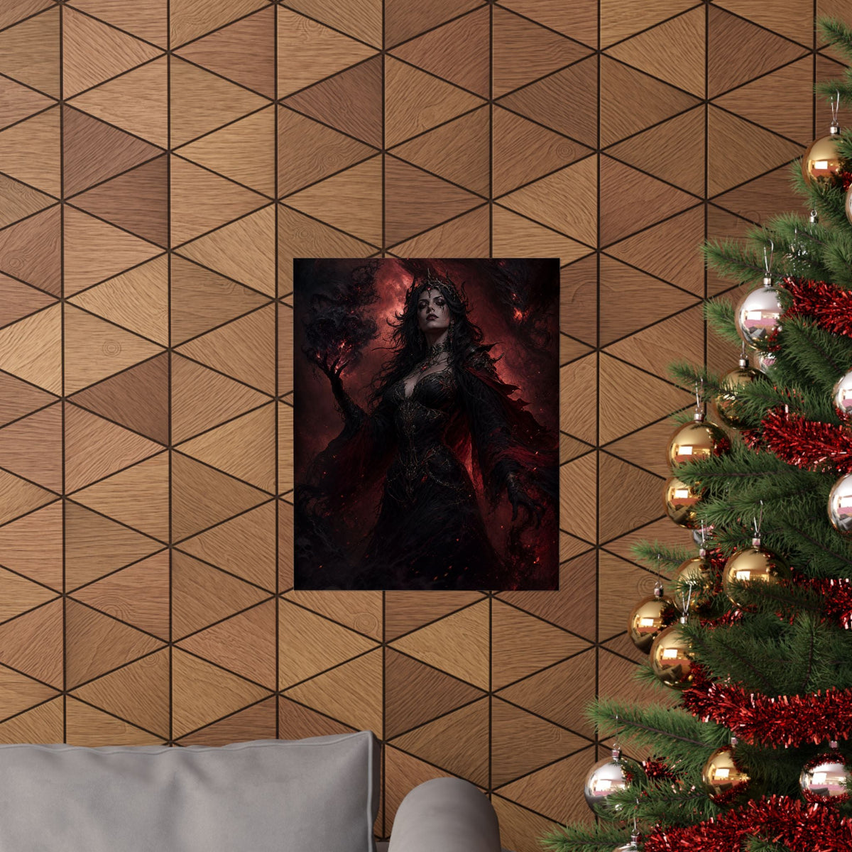 Dark Sorceress With Shadow Magic - Dark Fantasy Art Print (Matte Poster) - Moikas