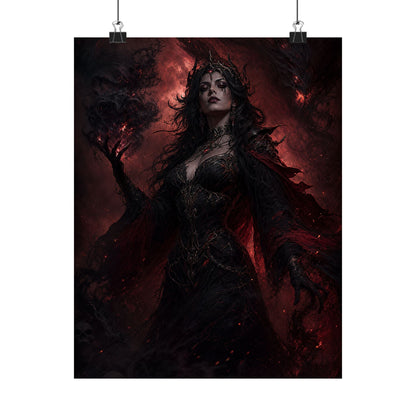 Dark Sorceress With Shadow Magic - Dark Fantasy Art Print (Matte Poster) - Moikas
