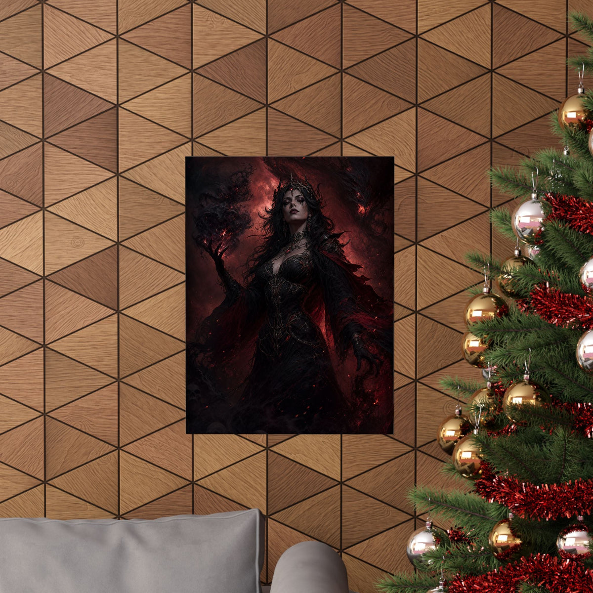 Dark Sorceress With Shadow Magic - Dark Fantasy Art Print (Matte Poster) - Moikas