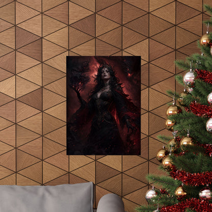 Dark Sorceress With Shadow Magic - Dark Fantasy Art Print (Matte Poster) - Moikas