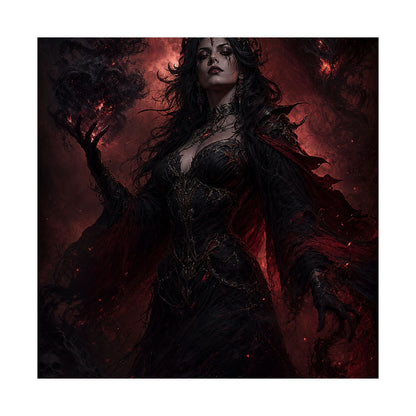 Dark Sorceress With Shadow Magic - Dark Fantasy Art Print (Matte Poster) - Moikas