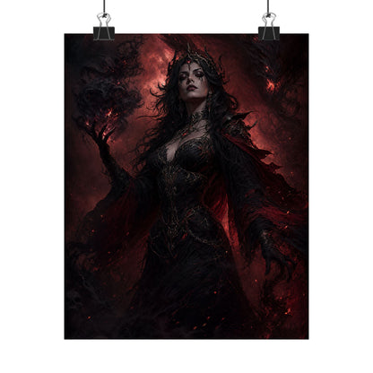 Dark Sorceress With Shadow Magic - Dark Fantasy Art Print (Matte Poster) - Moikas