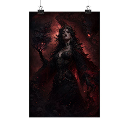 Dark Sorceress With Shadow Magic - Dark Fantasy Art Print (Matte Poster) - Moikas