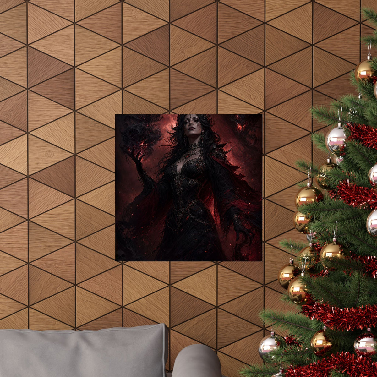 Dark Sorceress With Shadow Magic - Dark Fantasy Art Print (Matte Poster) - Moikas
