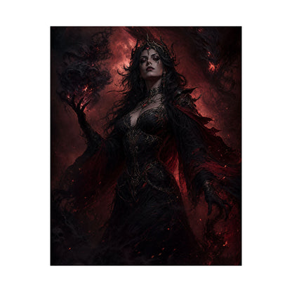 Dark Sorceress With Shadow Magic - Dark Fantasy Art Print (Matte Poster) - Moikas