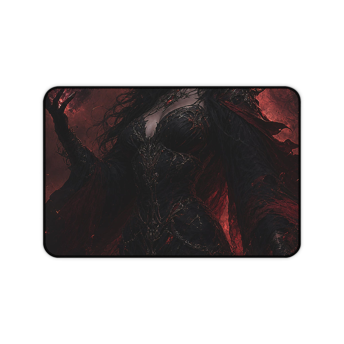 Dark Sorceress With Shadow Magic - Dark Fantasy Gaming Desk Mat - Moikas