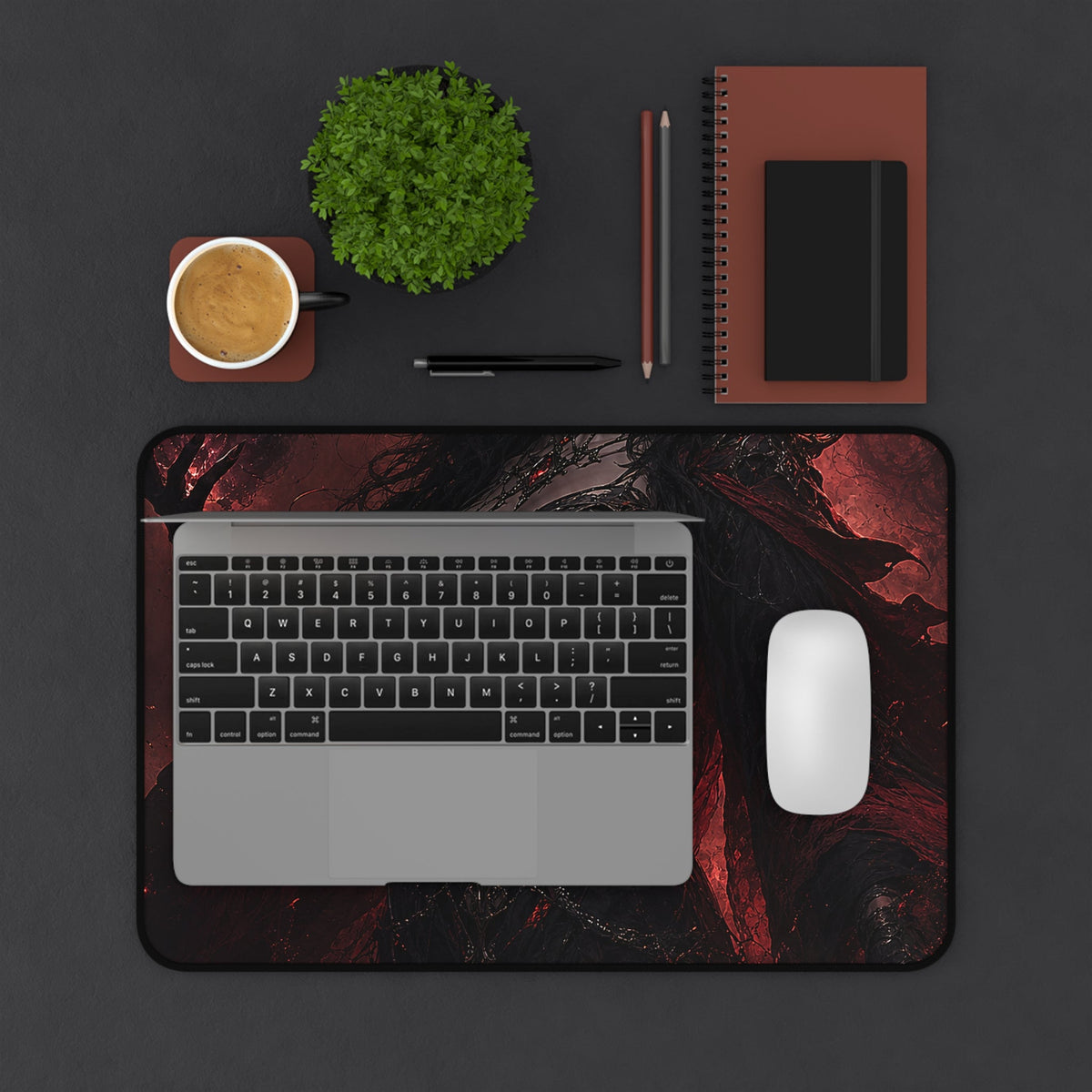 Dark Sorceress With Shadow Magic - Dark Fantasy Gaming Desk Mat - Moikas