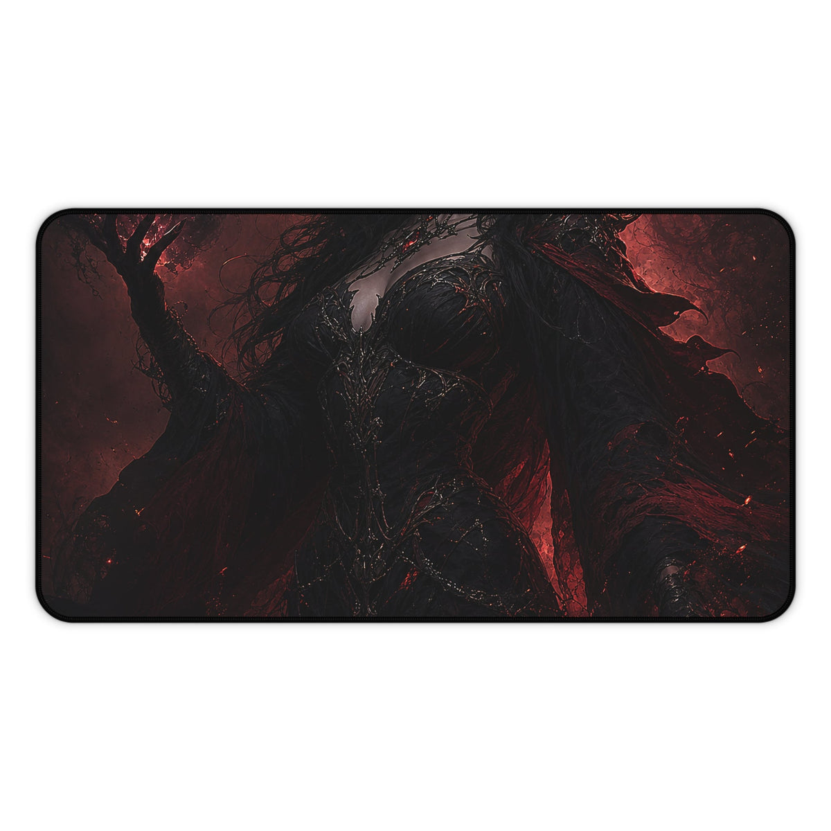 Dark Sorceress With Shadow Magic - Dark Fantasy Gaming Desk Mat - Moikas