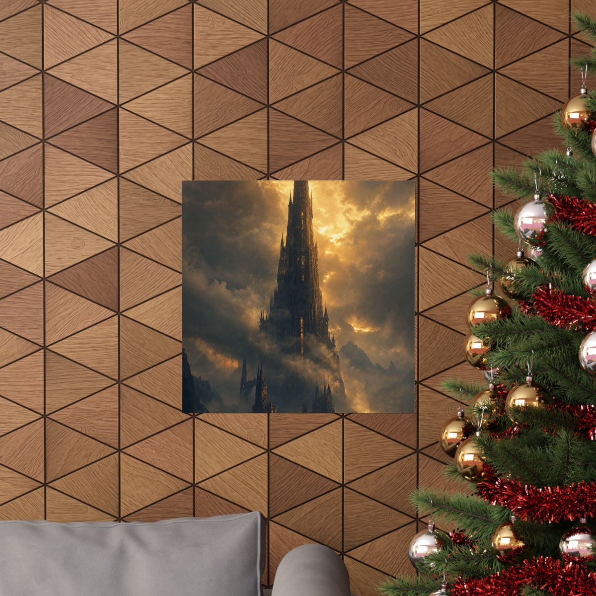 Dark Tower Piercing The Clouds - Dark Fantasy Art Print (Matte Poster) - Moikas